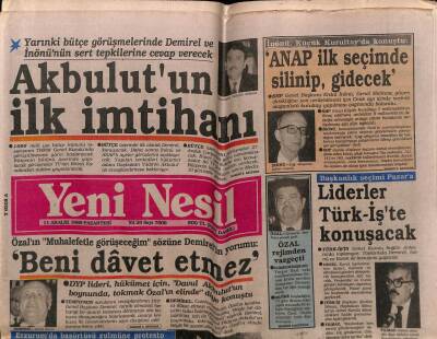 Yeni Nesil Gazetesi 11 Aralık 1989 - İnönüAnap İktidarı İlk Seçimde Silinecek GZ55681 - 1