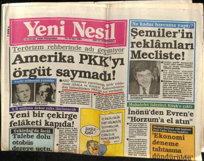 Yeni Nesil Gazetesi 12 Ocak 1989 - Amerika PKKyı Örgüt Saymadı GZ62911 - 1