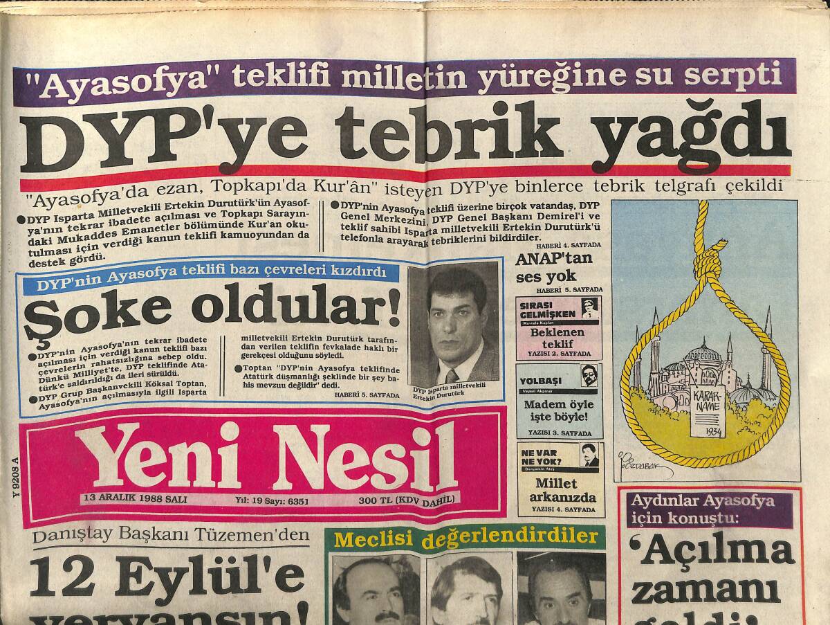 Yeni Nesil Gazetesi 13 Aralık 1988 - ABD İnanmadı - Rum'un Vurduğu Türk Er Öldü GZ153219 - 1
