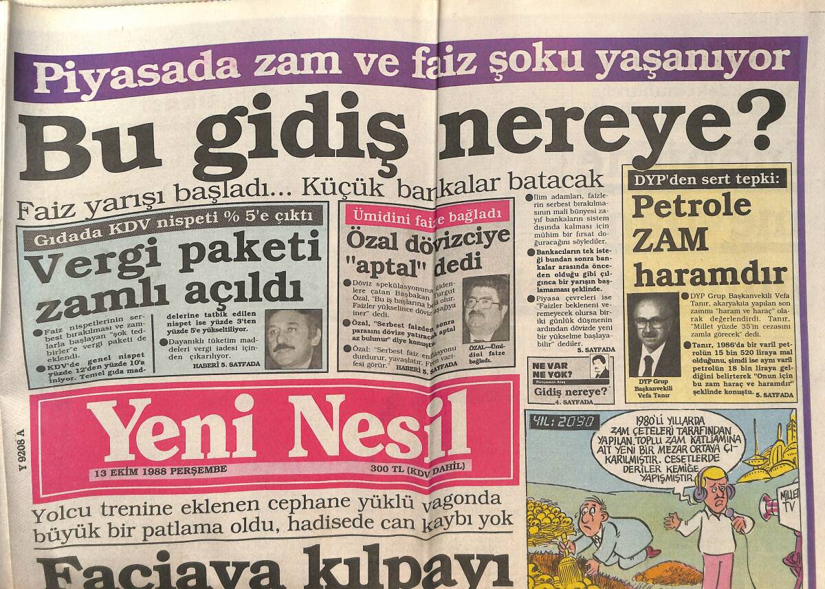 Yeni Nesil Gazetesi 13 Ekim 1988 - Naim Süleymanoğlu'nun Ailesi İçin Ümit - Liradan Kaçış Başladı GZ152012 - 1