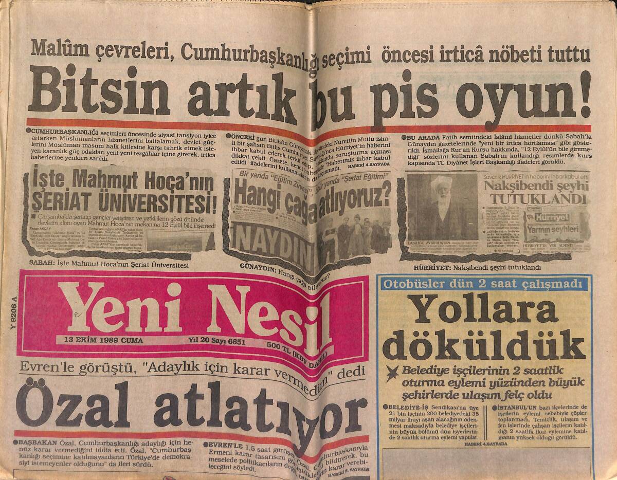 Yeni Nesil Gazetesi 13 Ekim 1989 - Kılıç Ali'nin Saçma İddiası - Doğu Türkistanlı Kan Ağlıyor GZ153441 - 1
