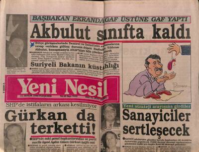Yeni Nesil Gazetesi 14 Aralık 1989 - Yıldırım Akbulut Sınıfta Kaldı GZ55712 - 1