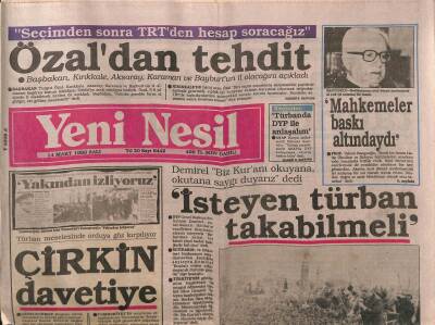 Yeni Nesil Gazetesi 14 Mart 1989 - Milli Birlikçi Fahri Özdilek Öldü GZ83773 - 1