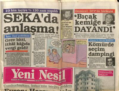 Yeni Nesil Gazetesi 15 Ocak 1989 - Cumhurbaşkanı , İnönünün İsteğini Reddetti GZ62915 - 1