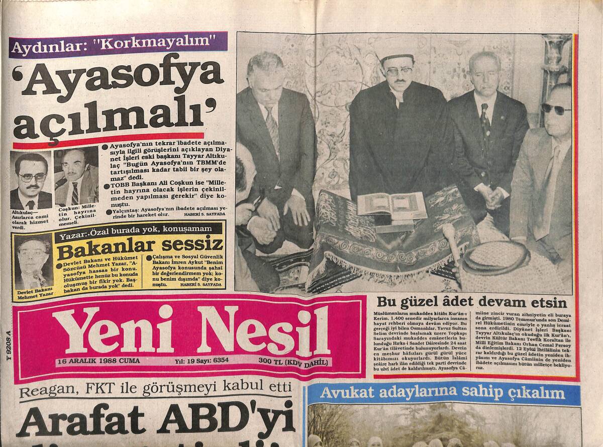 Yeni Nesil Gazetesi 16 Aralık 1988 - Doğu'da Radyasyon Korkusu - Arafat ABD'yi Dize Getirdi GZ152711 - 1