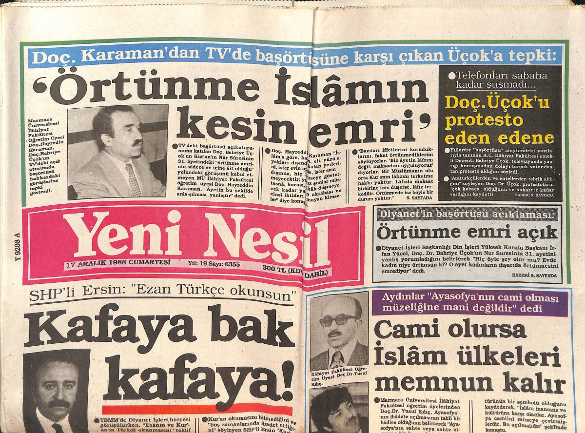 Yeni Nesil Gazetesi 17 Aralık 1988 - THY Yeni Yılda Zamlı Olacak ! - Doğubank İşhanı'ndan Mal Alanlar Kazançlı GZ152035 - 1