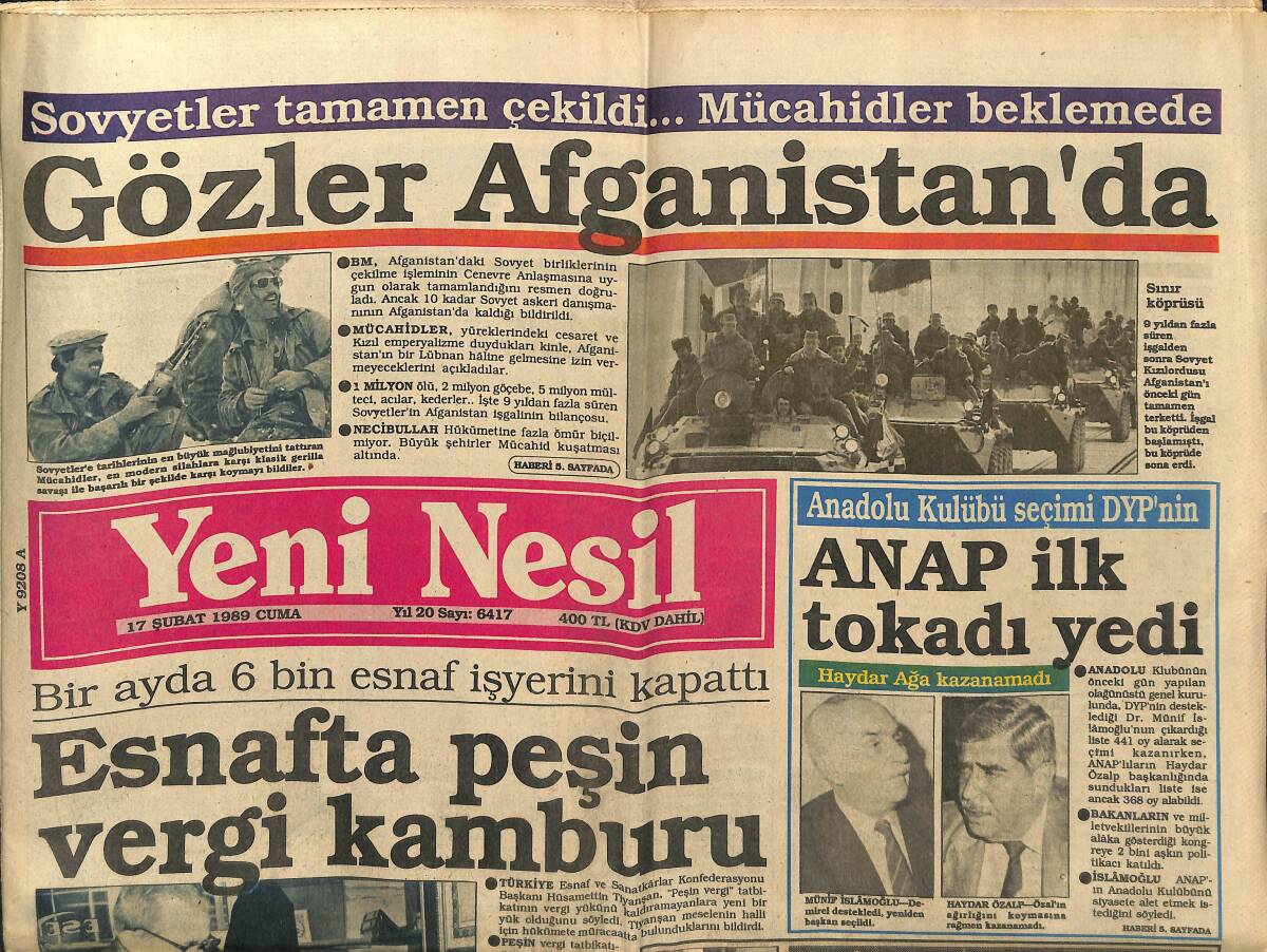 Yeni Nesil Gazetesi 17 Şubat 1989 - ANAP Barut Fıçısı - Kahveci'ye Gensoru GZ153229 - 1