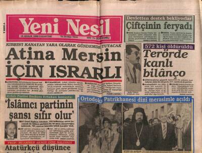 Yeni Nesil Gazetesi 18 Aralık 1989 - Ortodoks Patrikhanesi Törenle Açıldı GZ55661 - 1