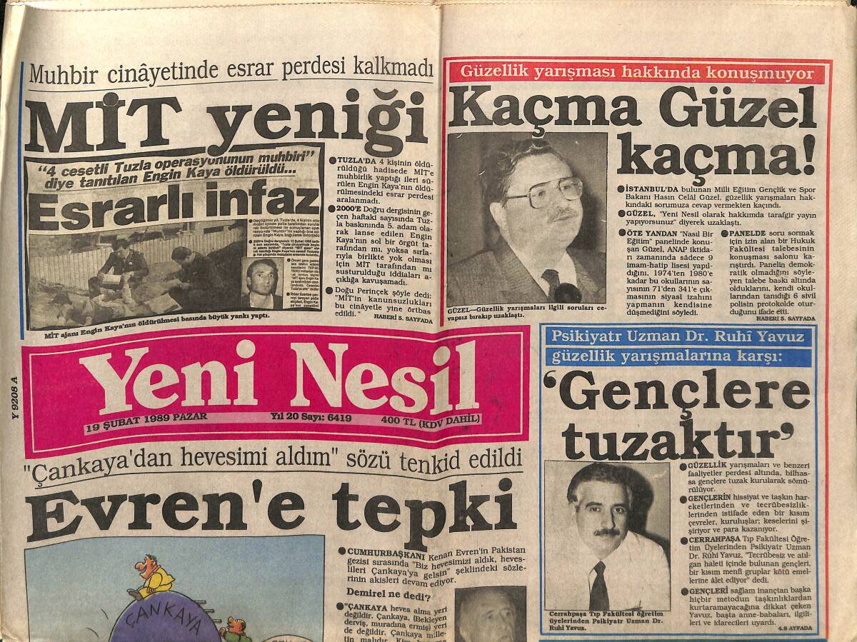 Yeni Nesil Gazetesi 19 Şubat 1989 - Dalan'ın Dediği Oldu - Enflasyonda Lider Olduk GZ153218 - 1