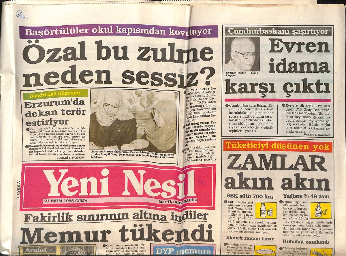 Yeni Nesil Gazetesi 21 Ekim 1988 - Özal'ı IMF Sıkıştırmış - ANAP'ta Atasoy Buhranı GZ152029 - 1