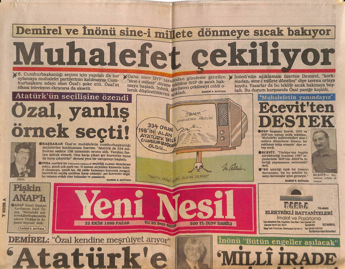 Yeni Nesil Gazetesi 22 Ekim 1989 - BBC Türkçe Yayınları 50. Yılında - Fransa'nın Yüz Karası GZ152016 - 1
