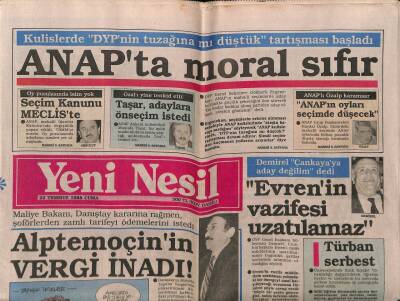 Yeni Nesil Gazetesi 22 Temmuz 1988 - Kenan Evrenin Vazifesi Uzatılamaz GZ55710 - 1