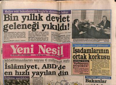 Yeni Nesil Gazetesi 23 Şubat 1989 - İslamiyet ABDde En Hızlı Yayılan Din GZ55676 - 1