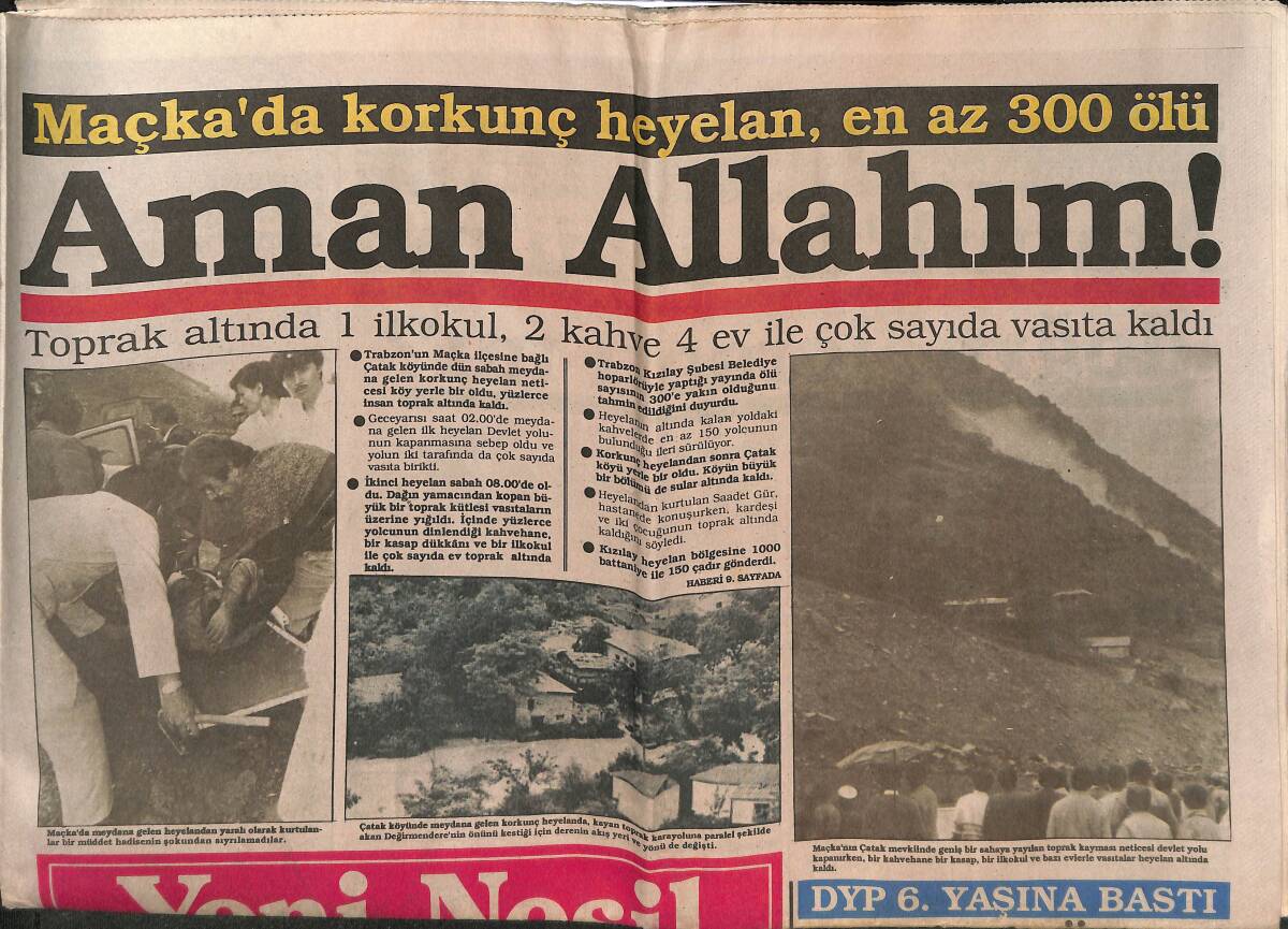 Yeni Nesil Gazetesi 24 Haziran 1988 - Baykal'a Engelleme - Maçka'da Korkunç Heyelan , En Az 300 Ölü GZ147139 - 1