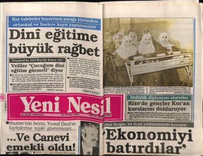 Yeni Nesil Gazetesi 24 Ocak 1989 - İsmet Sezgin, Ekonomiyi Batırdılar GZ55722 - 1