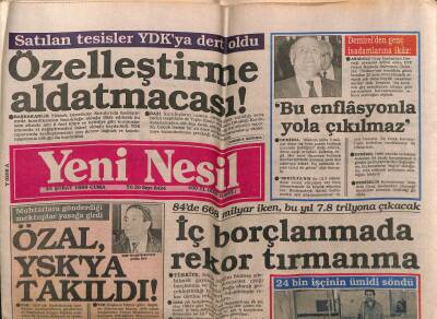 Yeni Nesil Gazetesi 24 Şubat 1989 - İç Borçlanmada Rekor Tırmanma GZ55674 - 1