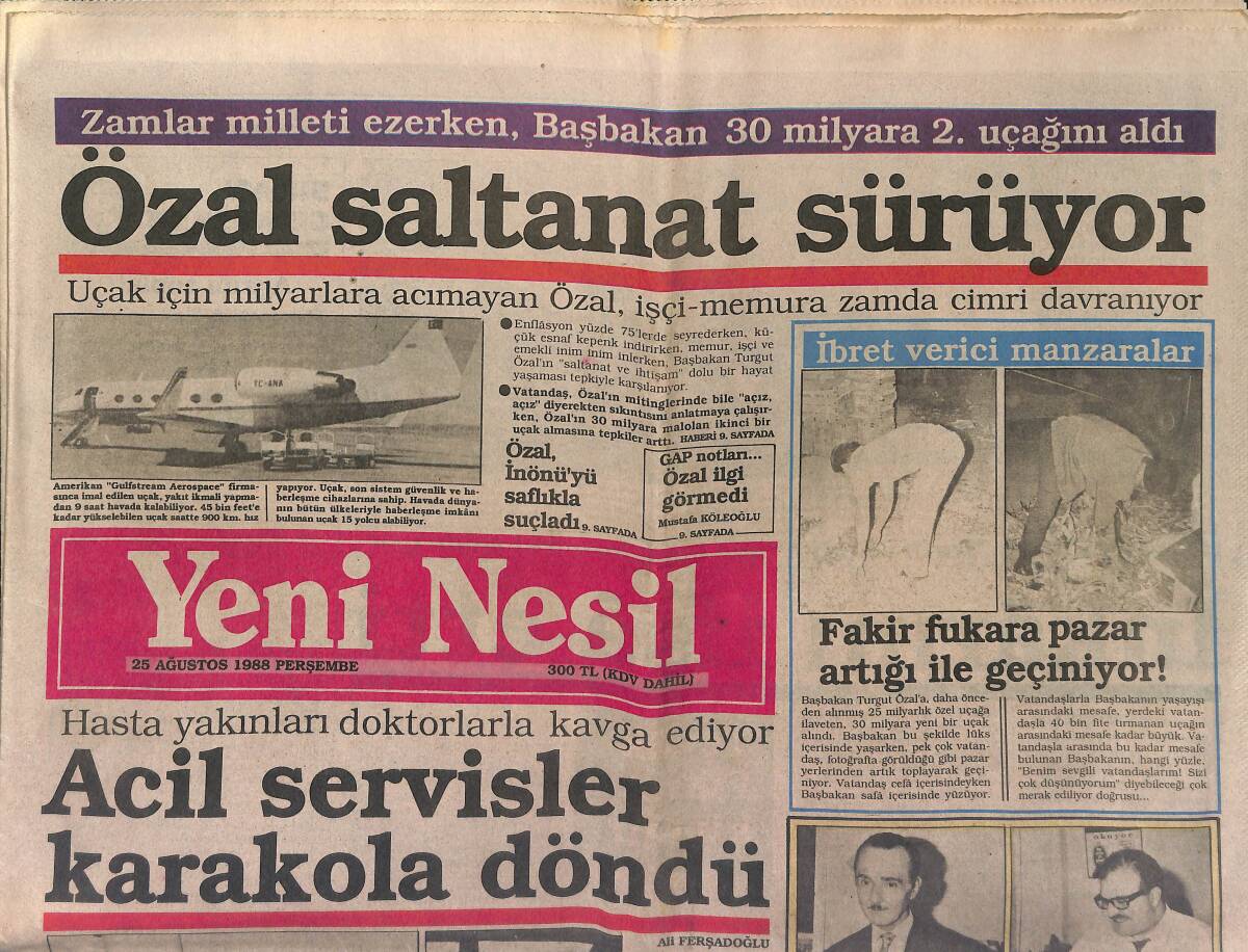 Yeni Nesil Gazetesi 25 Ağustos 1988 - Fatsa Davasında 8 Sanığa İdam - Pakistan'da Gerginlik GZ151682 - 1