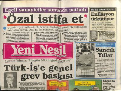 Yeni Nesil Gazetesi 26 Kasım 1988 - Türk-İşe Genel Grev Baskısı GZ61480 - 1