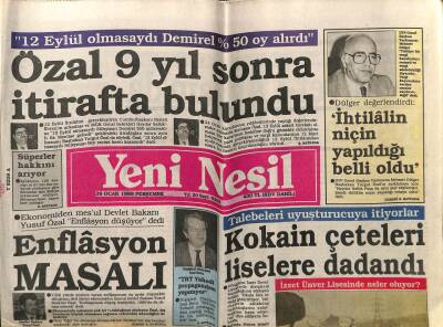 Yeni Nesil Gazetesi 26 Ocak 1989 - 12 Eylül Olmasaydı Demirel Yüzde Elli Oy Alırdı GZ55683 - 1