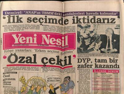 Yeni Nesil Gazetesi 28 Mart 1989 - DYP , Tam Bir Zafer Kazandı GZ62925 - 1