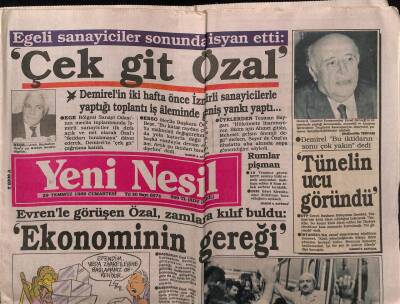 Yeni Nesil Gazetesi 29 Temmuz 1989 - Egeli Sanayiciler İsyan Etti, Çek Git Turgut Özal GZ55700 - 1