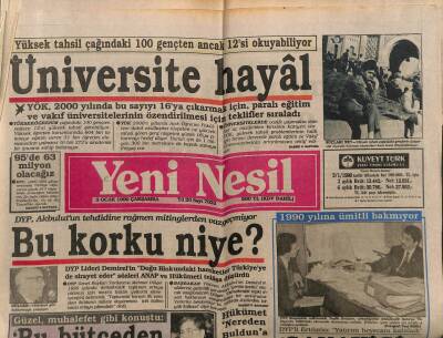 Yeni Nesil Gazetesi 3 Ocak 1990 - Üniversite Hayal, Sanayici Küstürüldü GZ104400 - 1