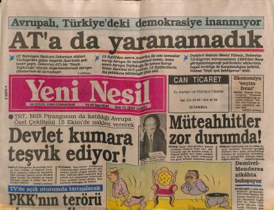 Yeni Nesil Gazetesi 30 Eylül 1989 - Atatürk Tabu Olmaktan Çıkarılmalı GZ80786 - 1