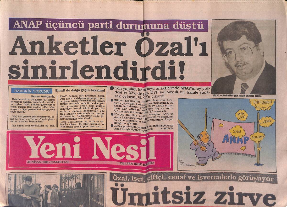 Yeni Nesil Gazetesi 30 Nisan 1988 - Türbanlıyı İmtihana Almayan Öğretmen 