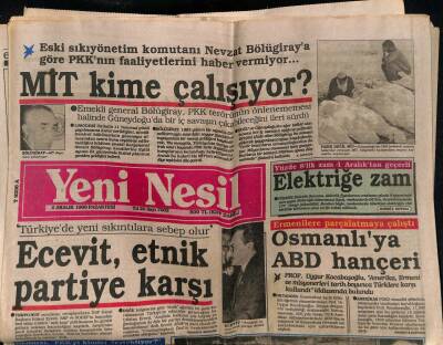 Yeni Nesil Gazetesi 4 Aralık 1989 - Ecevit , Etnik Partiye Karşı GZ62909 - 1