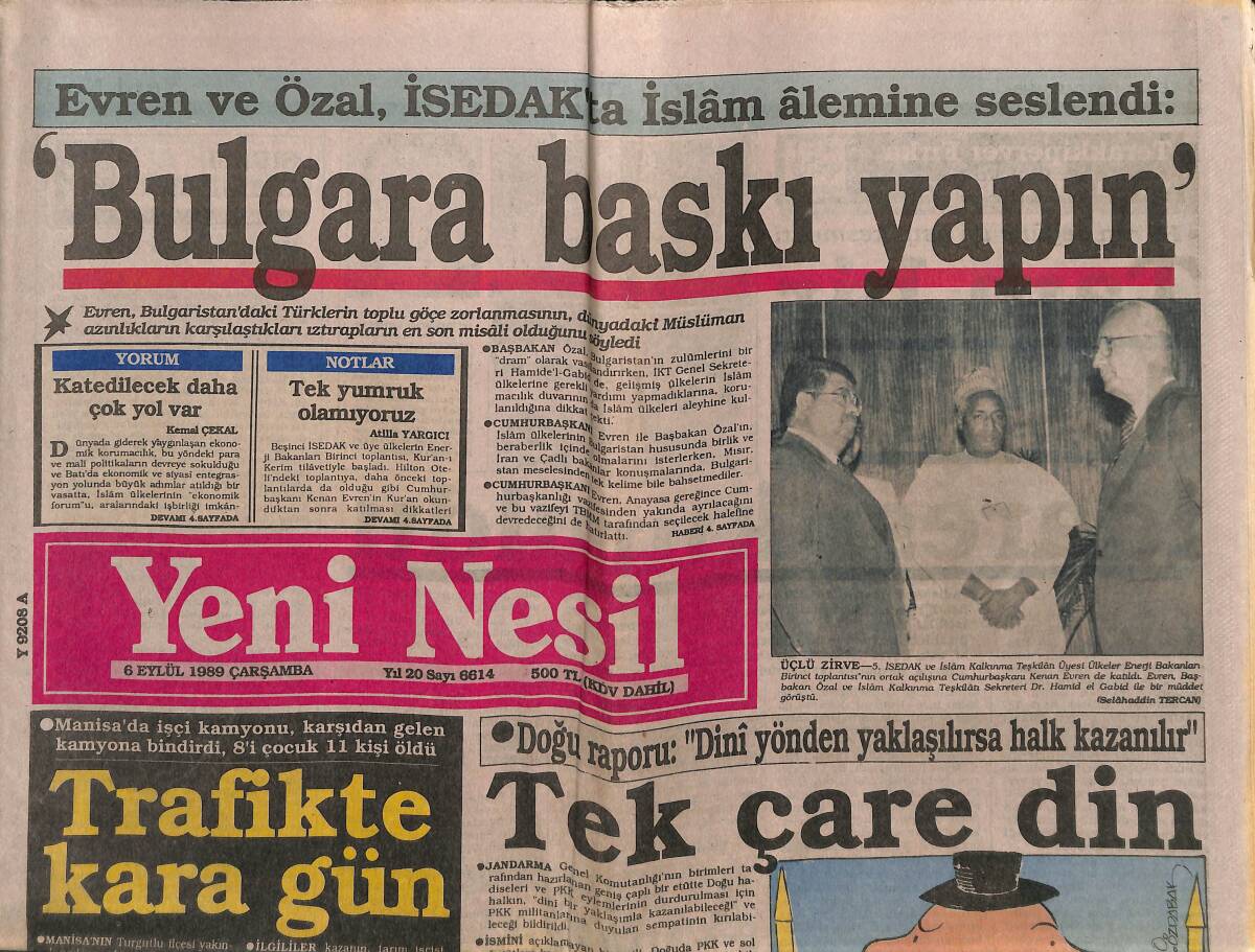 Yeni Nesil Gazetesi 6 Eylül 1989 - İstanbul'da Arsa Mafyasına Darbe - Kömüre Zam GZ152499 - 1
