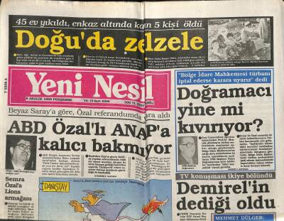 Yeni Nesil Gazetesi 8 Aralık 1988 - 3 Bin Metrede Operasyon , Cudi Dağında Anarşist Avı GZ102678 - 1
