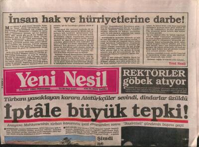 Yeni Nesil Gazetesi 9 Mart 1989 - İnsan Hak Ve Hürriyetlerine Darbe ! GZ83768 - 1