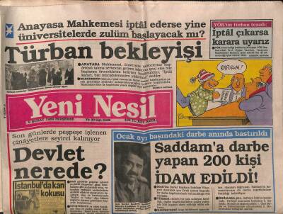 Yeni Nesil Gazetesi 9 Şubat 1989 - Saddama Darbe Yapan 200 Kişi İdam Edildi ! GZ83795 - 1