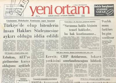 Yeni Ortam Gazetesi 1 Ekim 1973 -Ali Aybar CIA nın Planı Türkiye Soluna Çok Pahalıya Maloldu GZ39402 - 1