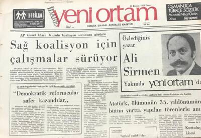 Yeni Ortam Gazetesi 11 Kasım 1973-AP Genel İdare Kurulu Koalisyon Sorununu Görüştü GZ39374 - 1