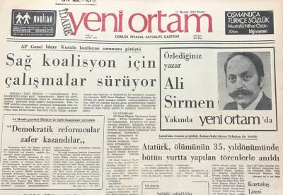 Yeni Ortam Gazetesi 11 Kasım 1973- İnönüKurtuluş Savaşında En Büyük Düşman Padişahtı GZ39340 - 1