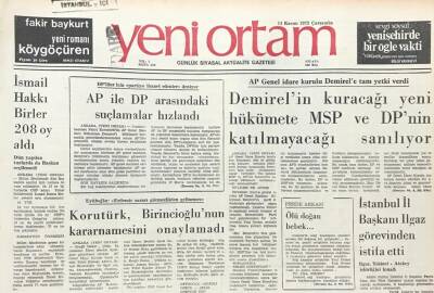 Yeni Ortam Gazetesi 14 Kasım 1973-Korutürk ,Birincioğlunun Kararnamesini Onaylamadı GZ39377 - 1