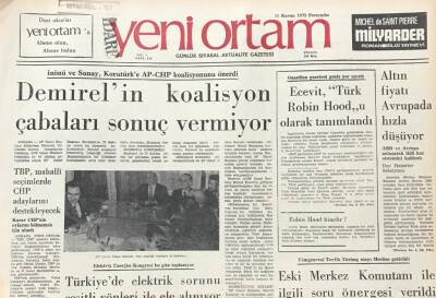 Yeni Ortam Gazetesi 15 Kasım 1973-Ecevit Türk Robin Hoodu Olarak Tanımlandı GZ39373 - 1