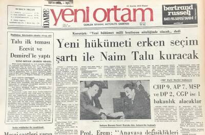 Yeni Ortam Gazetesi 16 Aralık 1973-Korutürk Yeni Hükümet Milli Koalisyon Niteliğinde Olacak GZ39304 - 1
