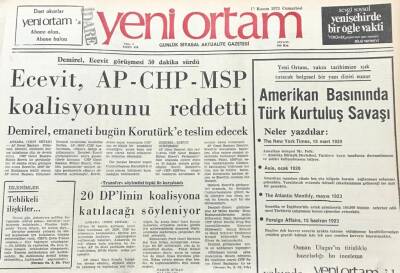 Yeni Ortam Gazetesi 17 Kasım 1973 -Demirel ,Emaneti Bugün Korutürke Teslim Edecek GZ39419 - 1