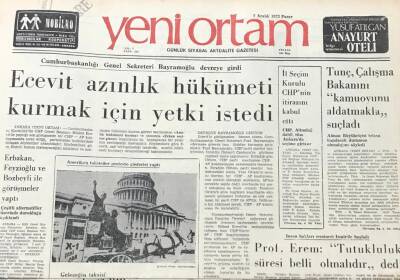 Yeni Ortam Gazetesi 2 Aralık 1973- Ecevit Azınlık Hükümeti Kurmak İçin Yetki İstedi GZ39325 - 1