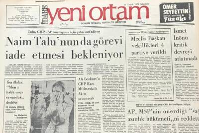 Yeni Ortam Gazetesi 20 Aralık 1973-Türkiyenin İsteğiyle Kıbrıs Görüşmeleri Yarına Ertelendi GZ39382 - 1