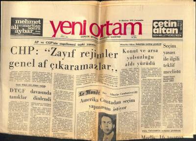 Yeni Ortam Gazetesi 20 Haziran 1973 - Edebiyat Tarihçisi Alangu Vefat Etti - DTCF Davasında Tanıklar Dinlendi GZ119291 - 1