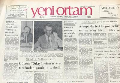 Yeni Ortam Gazetesi 21 Eylül 1973 -Avrupada Fert Başına Geliri En Az Olan Ülke Türkiye GZ39424 - 1