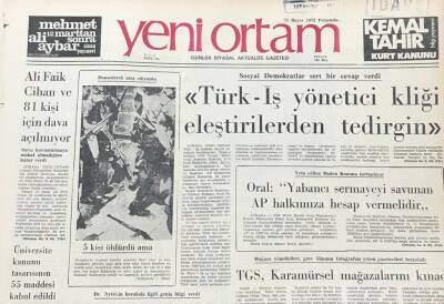 Yeni Ortam Gazetesi 21 Mayıs 1973- 25 Aydır Süren Sıkıyönetim 4 İlde 2 Ay Daha Uzatılacak GZ39358 - 1