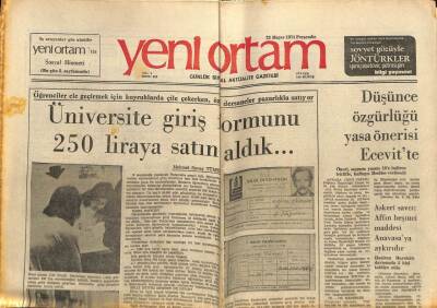 Yeni Ortam Gazetesi 23 Mayıs 1974 - Üniversite Giriş Formunu 250 Liraya Satın Aldık GZ90175 - 1