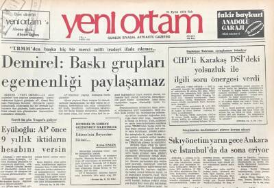 Yeni Ortam Gazetesi 25 Eylül 1973 -ErbakanMSP 3 Hafta Sonra İktidara Gelecektir GZ39429 - 1
