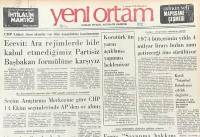 Yeni Ortam Gazetesi 3 Aralık 1973-1974 Bütçesinin Yılda 4 Milyar Lirayı Bulan Zam Getireceği Öne Sürülüyor GZ39295 - 1