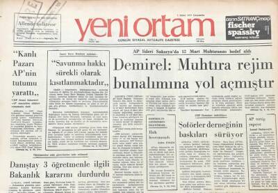 Yeni Ortam Gazetesi 3 Ekim 1973- Demirel Muhtıra Rejim Bunalımına Yol Açmıştır GZ39272 - 1