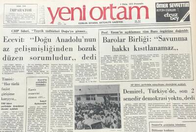 Yeni Ortam Gazetesi 4 Ekim 1973-Ecevit Doğu Anadolunun Az Gelişmişliğinden Bozuk Düzen Sorumludur Dedi GZ39380 - 1